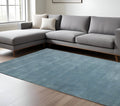 8 X 10 Light Blue Wool Hand Woven Area Rug