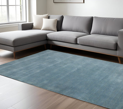 10 X 14 Light Blue Wool Hand Woven Area Rug