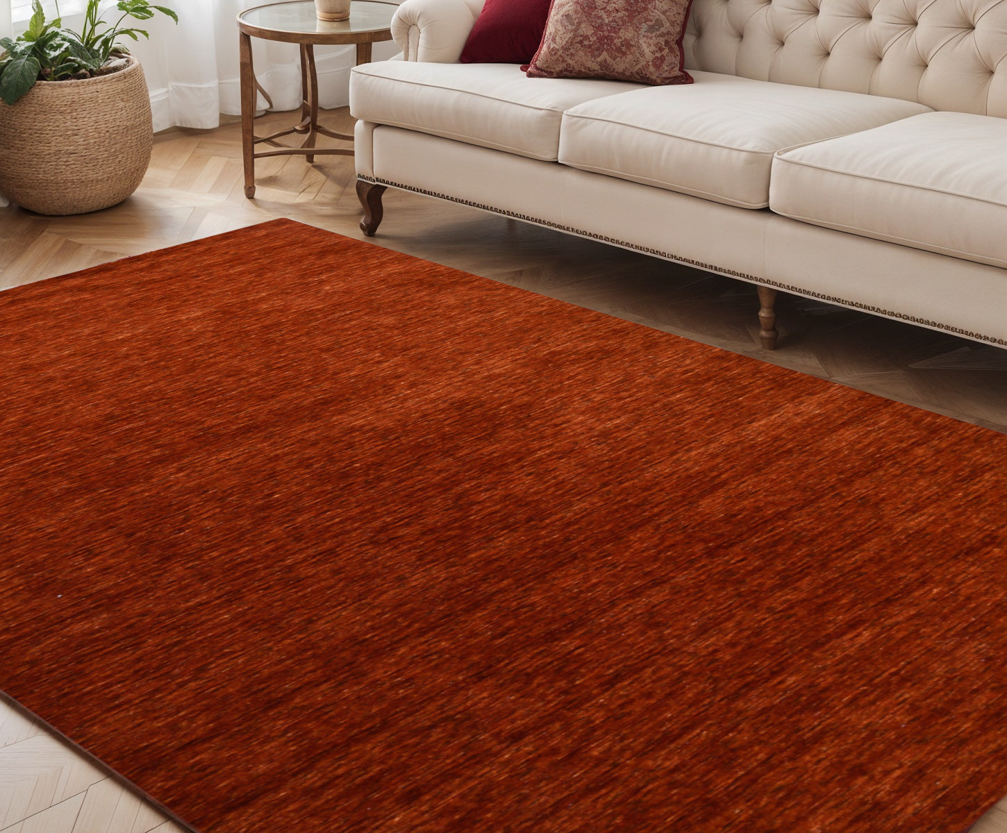 5 X 8 Red Wool Hand Woven Area Rug