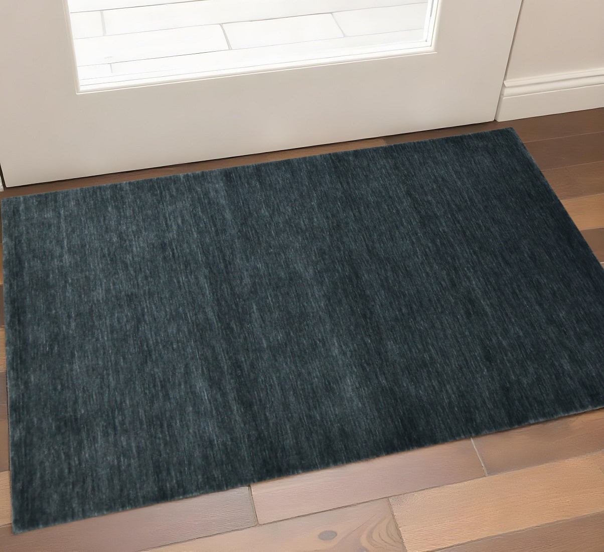 2 X 3 Dark Gray Wool Hand Woven Area Rug