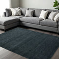 8 X 10 Dark Gray Wool Hand Woven Area Rug