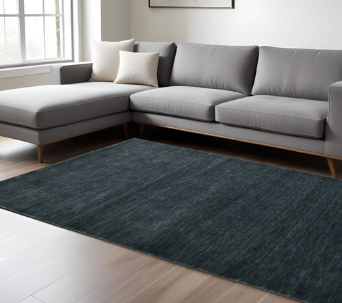 10 X 14 Dark Gray Wool Hand Woven Area Rug