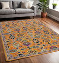 5 X 8 Orange Purple And Blue Wool Floral Hand Tufted Area Rug