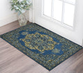 2 X 3 Teal And Gray Wool Medallion Hand Tufted Area Rug