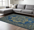 8 X 10 Teal And Gray Wool Medallion Hand Tufted Area Rug