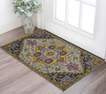2 X 3 Gray Purple And Gold Wool Medallion Hand Tufted Area Rug