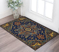 2 X 3 Blue Teal And Brick Red Wool Medallion Hand Tufted Area Rug
