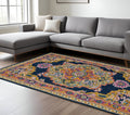 8 X 11 Blue Purple And Brown Wool Medallion Hand Tufted Area Rug