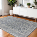 4 X 6 Gray And Dark Gray Wool Medallion Hand Woven Area Rug