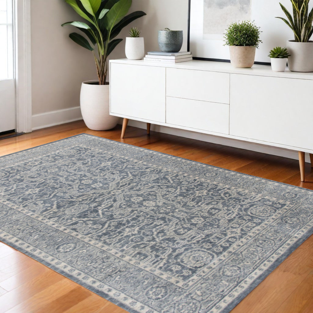 4 X 6 Gray And Dark Gray Wool Medallion Hand Woven Area Rug