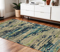 4 X 6 Sand And Green Wool Abstract Hand Tufted Area Rug