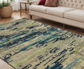 5 X 8 Sand And Green Wool Abstract Hand Tufted Area Rug