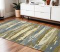 4 X 6 Light Blue Ivory And Brown Wool Abstract Hand Tufted Area Rug