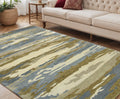 5 X 8 Light Blue Ivory And Brown Wool Abstract Hand Tufted Area Rug