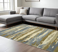 9 X 13 Light Blue Ivory And Brown Wool Abstract Hand Tufted Area Rug