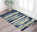 2 X 3 Navy Blue Ivory And Gray Wool Abstract Hand Tufted Area Rug