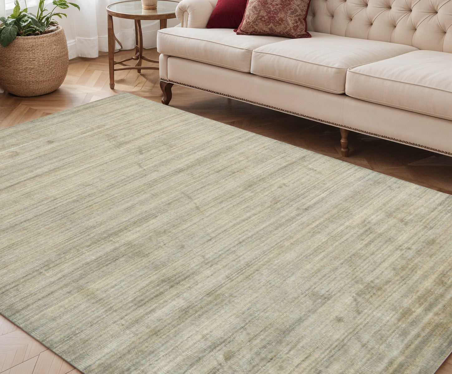 5 X 8 Beige And Brown Wool Striped Hand Woven Area Rug