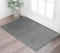 2 X 3 Silver And Blue Wool Striped Hand Woven Area Rug