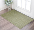 2 X 3 Green And Sage Wool Striped Hand Woven Area Rug