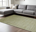 8 X 10 Green And Sage Wool Striped Hand Woven Area Rug