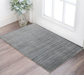 2 X 3 Gray And Blue Wool Striped Hand Woven Area Rug