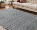 5 X 8 Gray And Blue Wool Striped Hand Woven Area Rug