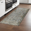 8 Gray Blue And Rust Floral Medallion Runner Rug