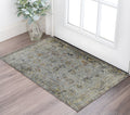 3 X 5 Gray Blue And Rust Floral Medallion Area Rug