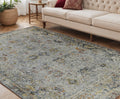 5 X 8 Gray Blue And Rust Floral Medallion Area Rug