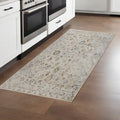 8 Ivory Blue And Gray Floral Medallion Runner Rug