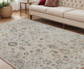 5 X 8 Ivory Blue And Gray Floral Medallion Area Rug