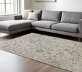 8 X 11 Ivory Blue And Gray Floral Medallion Area Rug