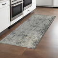 8 Gray And Black Floral Medallion Runner Rug