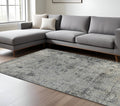 10 X 14 Gray And Black Floral Medallion Area Rug