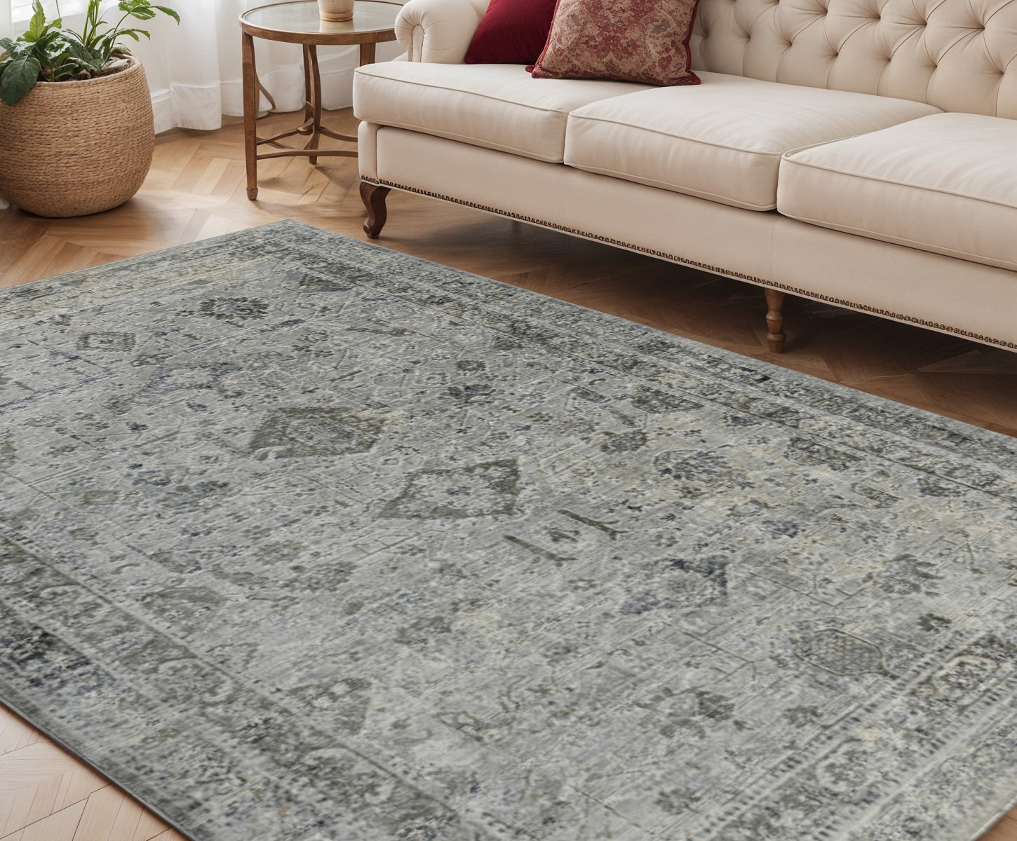 5 X 8 Gray And Charcoal Medallion Area Rug