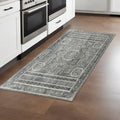 8 Charcoal And Gray Medallion Runner Rug