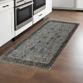 8 Black Gray And Brown Floral Runner Rug