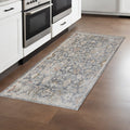 8 Dark Gray Ivory And Brown Medallion Runner Rug