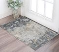 2 X 3 Beige Dark Blue And Gray Abstract Area Rug