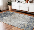4 X 6 Beige Dark Blue And Gray Abstract Area Rug