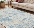 5 X 8 Ivory And Sky Blue Abstract Area Rug