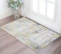 2 X 3 Gold Ivory And Blue Abstract Area Rug