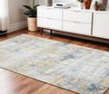 4 X 6 Gold Ivory And Blue Abstract Area Rug