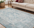5 X 8 Gray Blue And Ivory Medallion Area Rug