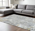 10 X 14 Gray Black And Ivory Abstract Area Rug