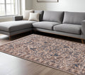 9 X 13 Tan And Blue Oriental Area Rug With Fringe