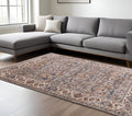 9 X 13 Gray Tan And Beige Oriental Area Rug With Fringe