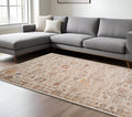 9 X 12 Ivory And Brown Floral Medallion Area Rug With Fringe