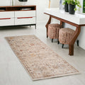 3 X 6 Ivory And Brown Floral Medallion Runner Rug With Fringe
