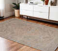 4 X 6 Blue And Sand Floral Medallion Area Rug With Fringe